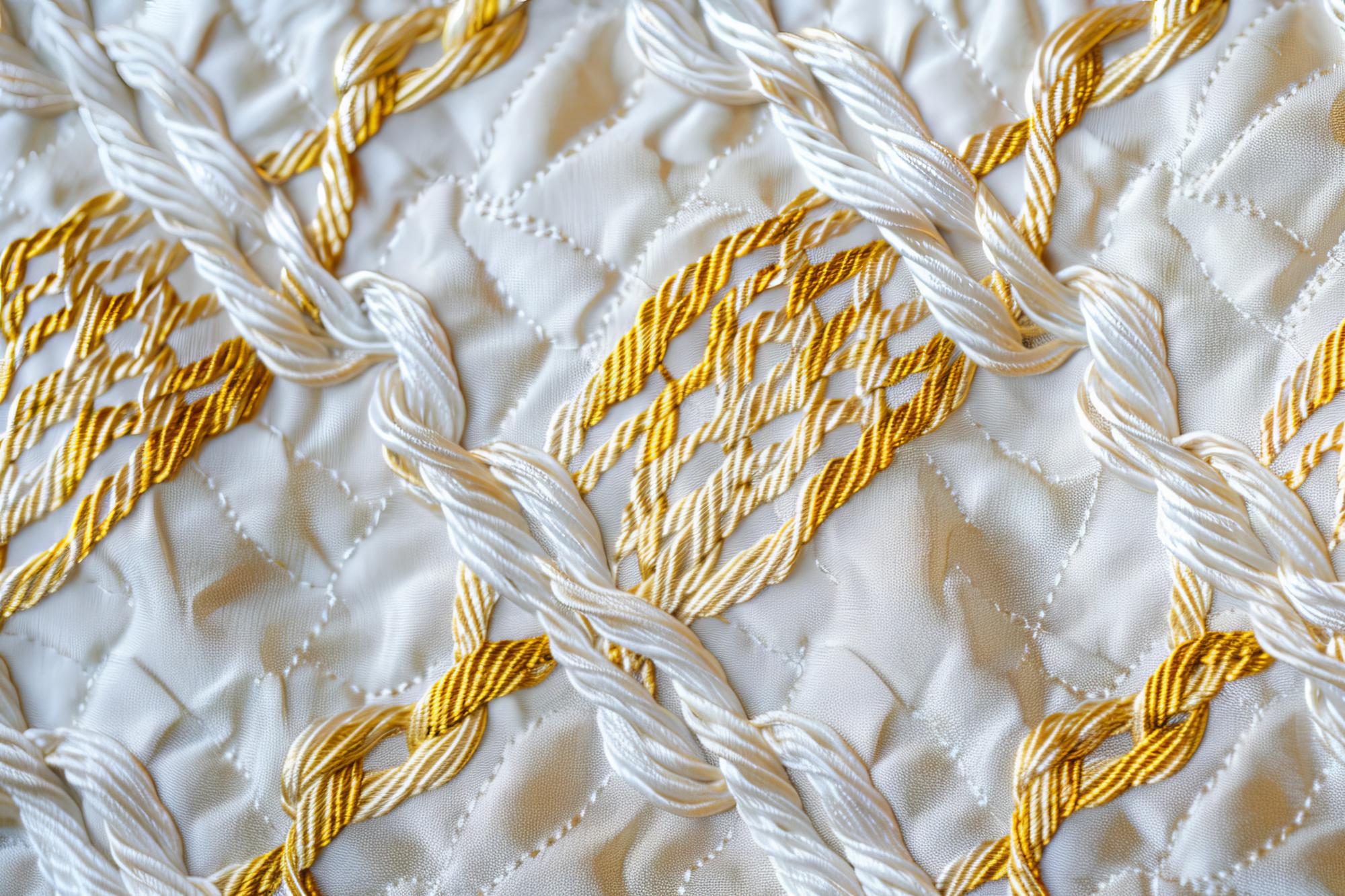 detailed gold thread embroidery on silk